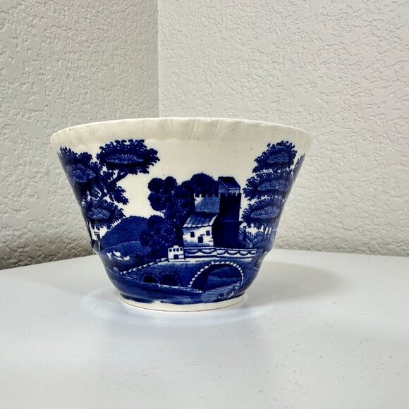 VTG Copeland Spode Tower Blue & White 4 -7/8" x 3" Cranberry Bowl Gadroon EUC - Picture 2 of 11